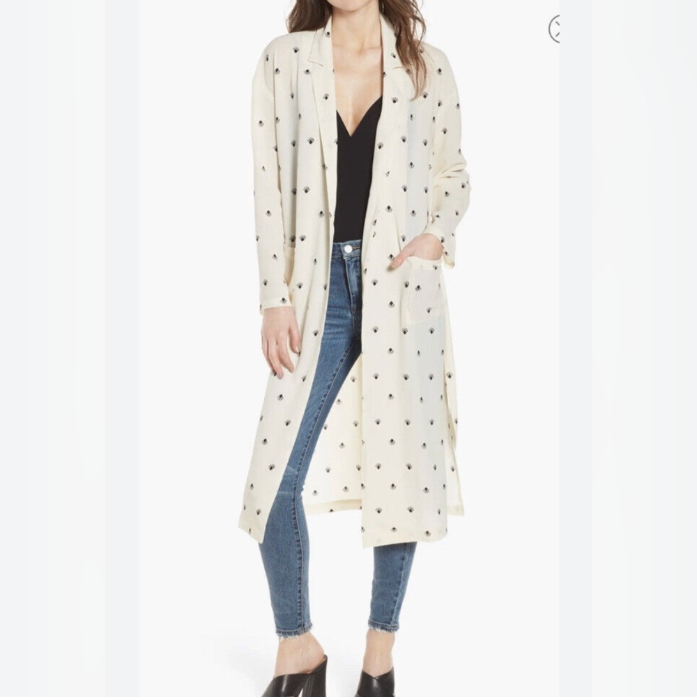 Leith Geometric Printed Duster Cardigan Size M Medium‎ Women Kimono No Belt